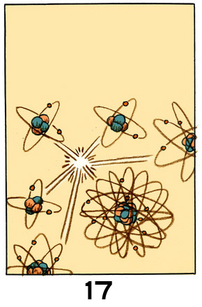 17Des atomes entrent en collision les uns avec les autres.